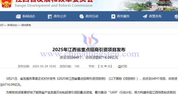 Jiangxi Province Key Investment Promotion Projects in 2025 Involve the Rare Earth Field Announcement of Jiangxi Province key investment promotion projects in 2025