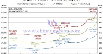 Tungsten Powder Price Reaches RMB 500,000 – August 22, 2025 Tungsten Price Trend from January to August 22, 2025