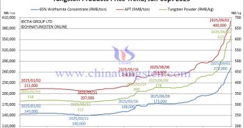Tungsten Carbide Powder Prices Exceeds RMB 600,000 – September 2, 2025 Tungsten Price Trend from January to September 2, 2025