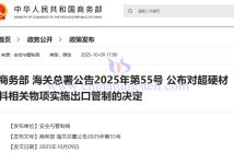 MOFCOM: Export Controls Implemented on Superhard Materials MOFCOM and GACC Announcement No. 55 of 2025: Decision to Implement Export Controls on Superhard Materials