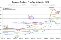 Tungsten Carbide Powder Prices Weakened – October 13, 2025 Tungsten Price Trend from January to October 13, 2025