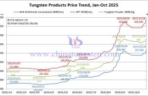 Tungsten Concentrate Price Break Through RMB 290,000/ton – October 29, 2025 Tungsten Price Trend from January to October 29, 2025