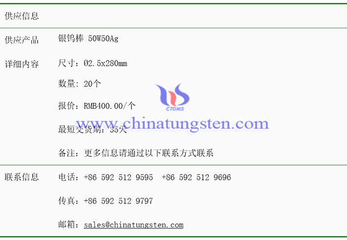 銀鎢棒價(jià)格表圖片