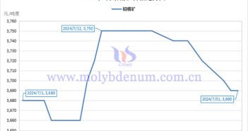 2024年7月鉬精礦價(jià)格走勢(shì)與均價(jià) 2024年7月鉬精礦價(jià)格走勢(shì)圖